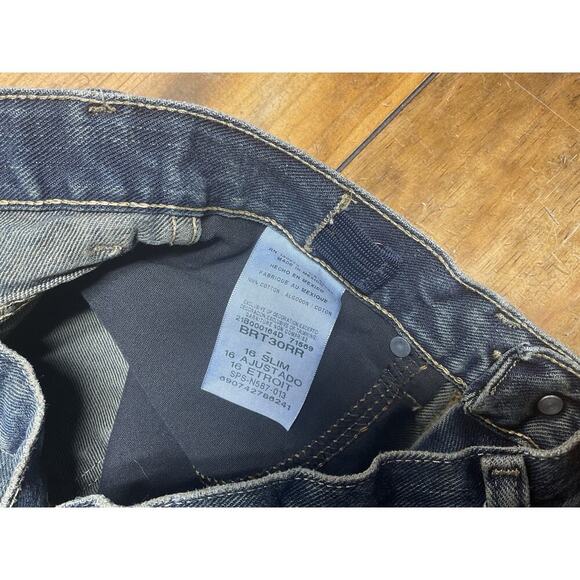 Wrangler Retro Relaxed Straight Blue Jeans Youth Size 16 Slim Adjustable Waist - Picture 5 of 9